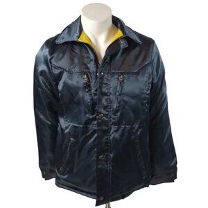 Sears Work Leisure Nylon Jacket Mens Medium Blue Vintage 70s Made In USA Retro